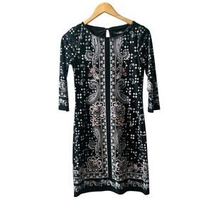 White House Black Market Black Paisley Dress Size XXS